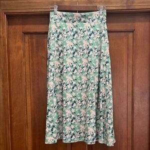 Pact A-Line Skirt with Floral Pattern in Green and White